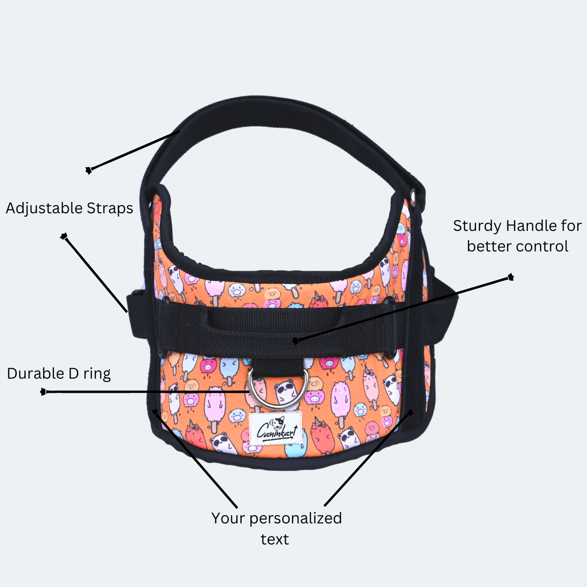 Caninkart Personalized Pupsicles Easy-on Harness (Orange)