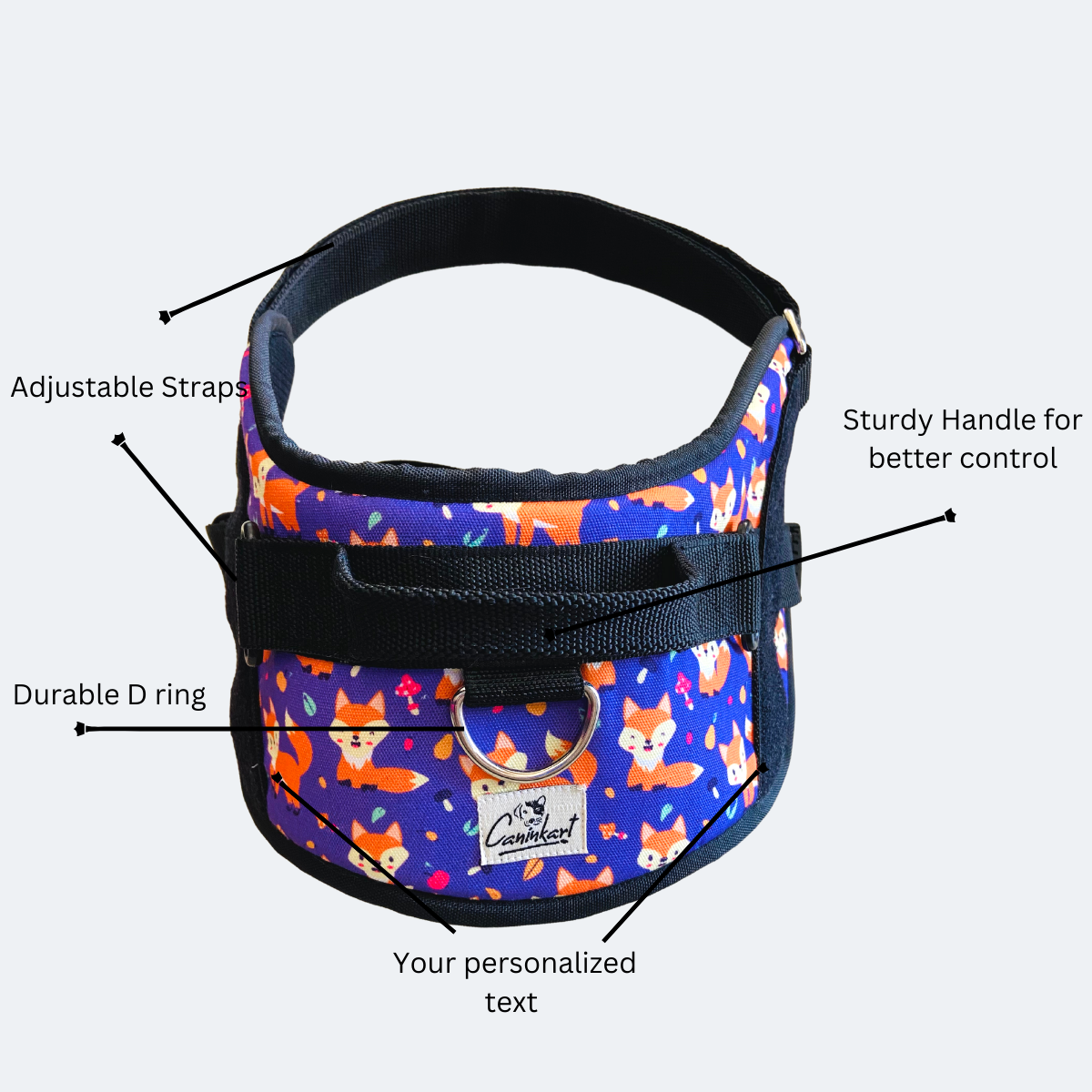 Caninkart Personalized Foxy Easy-on Harness (Purple)