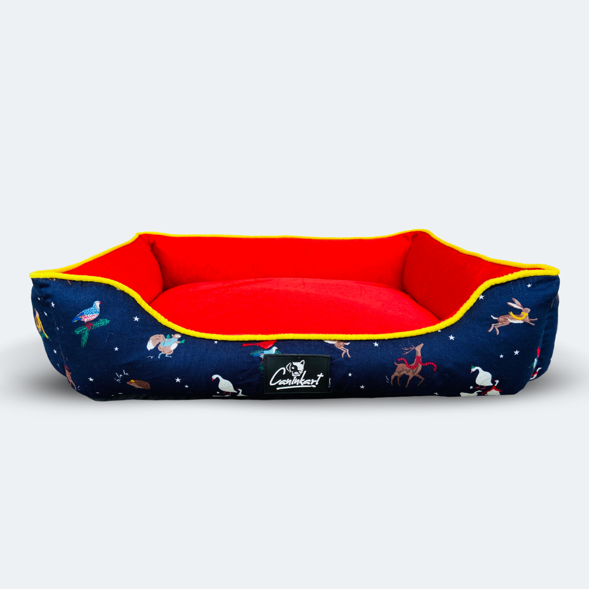 Caninkart Lounger Bed - Navy Blue and Red