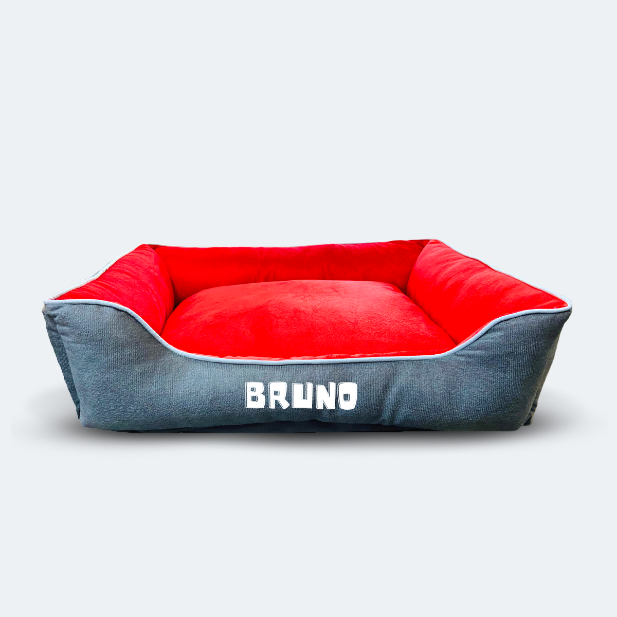 Caninkart Personalized Lounger Bed - Red & Grey