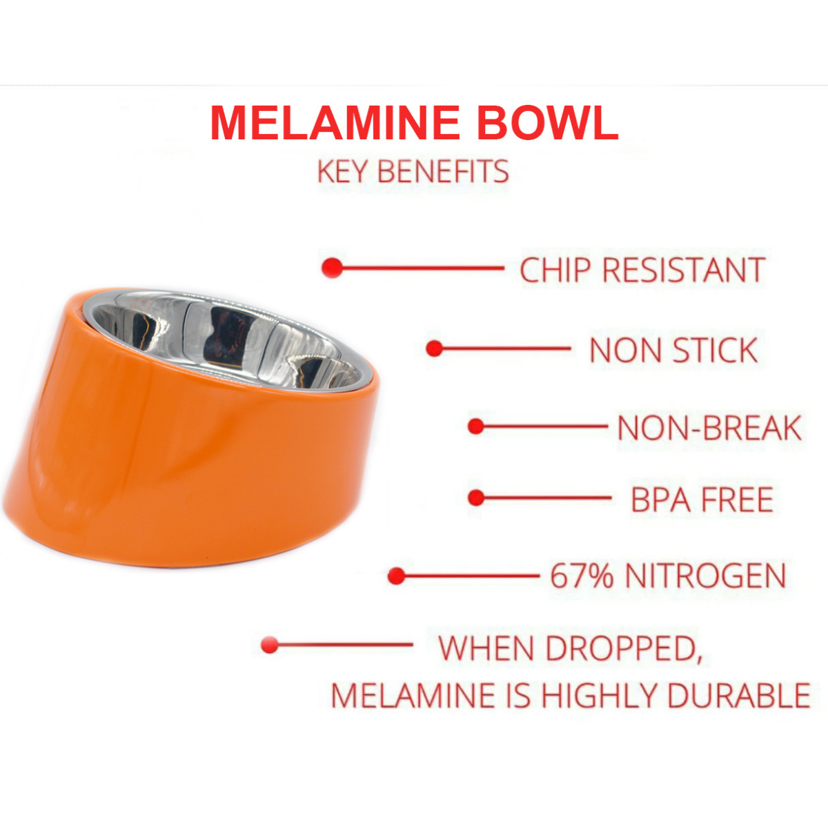 Caninkart Melamine Slant Bowl, Orange