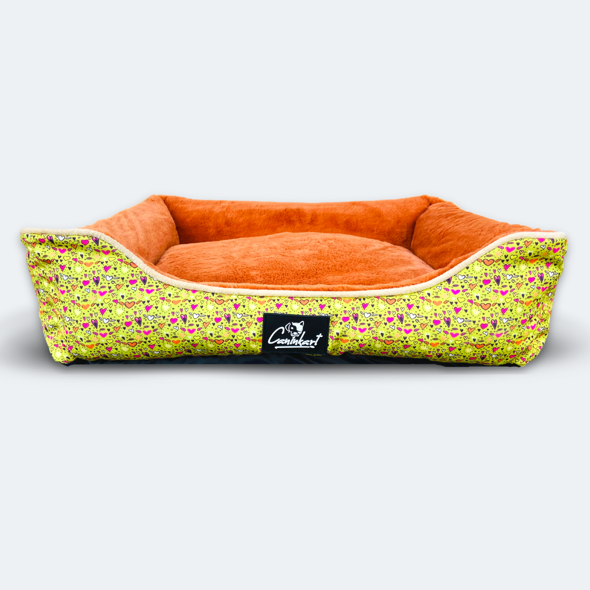 Caninkart Premium Fur Lounger Bed - Full of Hearts