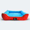 Caninkart Premium Fur Lounger Bed - Red and Blue