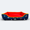 Caninkart Lounger Bed - Navy Blue and Red