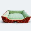 Caninkart Premium Fur Lounger Bed - Maroon and Light Green