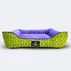 Caninkart Premium Fur Lounger Bed - Green and Purple